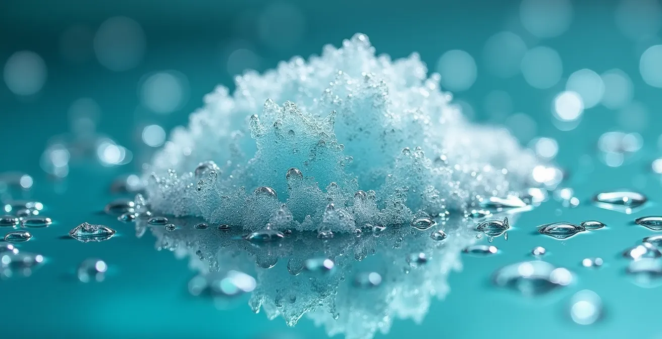 Makroaufnahme von Wasserblasen zur Darstellung der Wasserchemie im Whirlpool