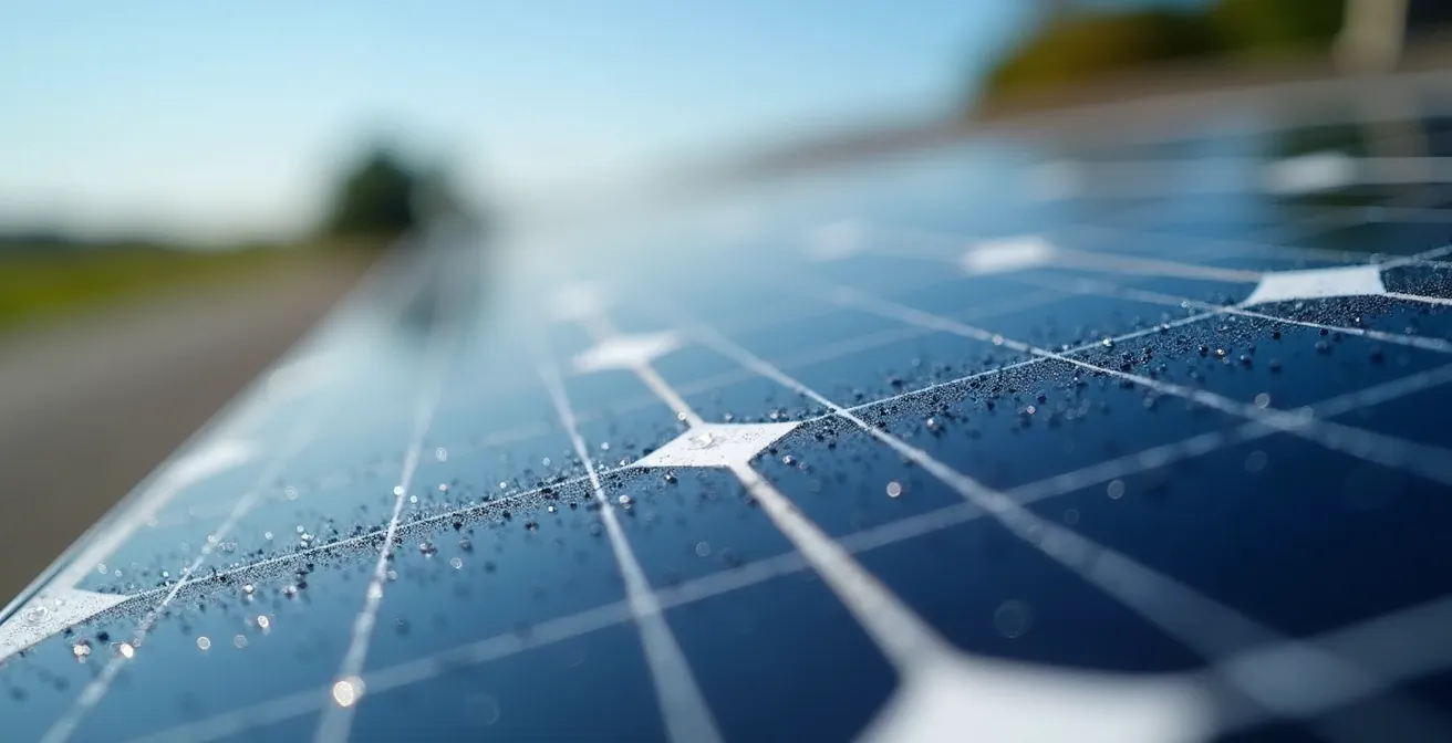 Aufgeklappte Solarpaneele auf Wohnmobil-Dach bei sonnigem Wetter